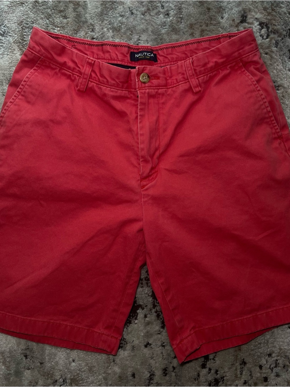 Nautica Men's Bright Red Flat Front Chino Shorts